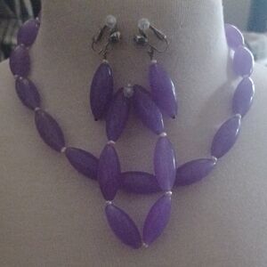 Elegant Purple Beaded Necklace and Earring Set